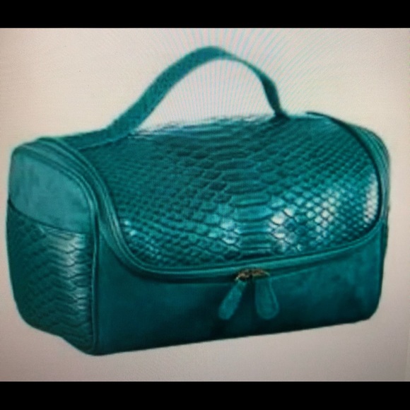 Avon Handbags - Avon NWT Dark Teal Faux Croc Cosmetic Travel Bag.